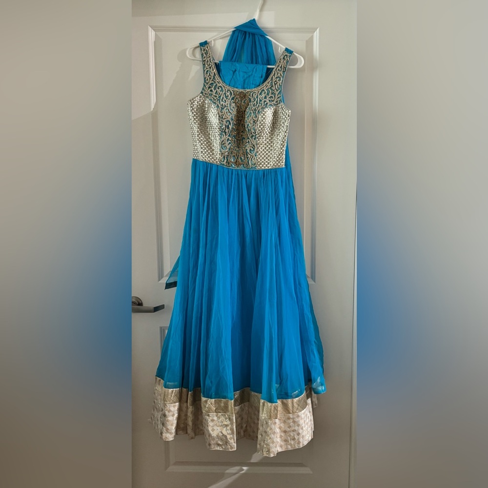 Blue and Gold Embellished Gown